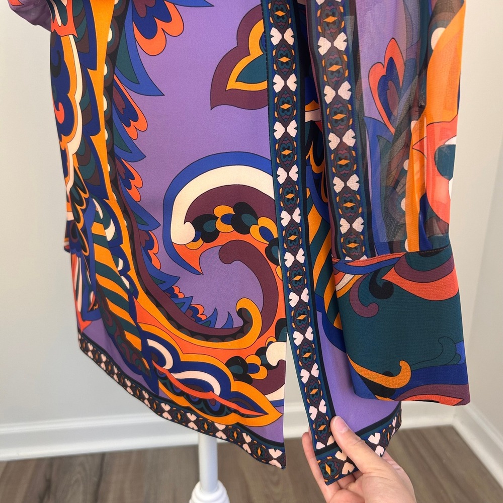 Zara Paisley Print Mini Dress Women XS Sheer Blouse Top Boho Retro Chic - Picture 8 of 12